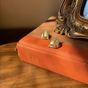 Vintage Gold Sail Boat Earrings
